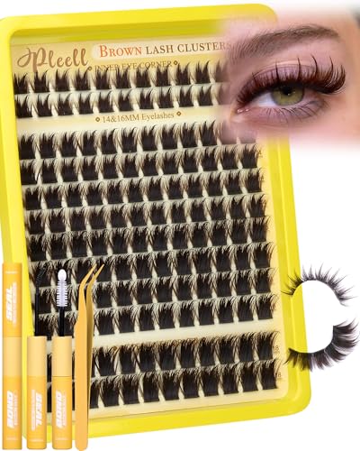 Pleell Dark Brown Manga Lash Clusters Kit - Wispy Eyelash Extensions