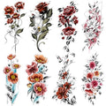 Cerlaza Realistic Flower Temporary Tattoos for Women, 12 Sheet Waterproof Semi-Permanent