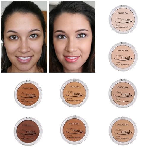 2 Pack PHOERA Matte Face Powder, Control Oil Brighten Skin Color Cover Blemish Makeup Face Setting Setting Powder Foundation¡£(204- Buff Beige)
