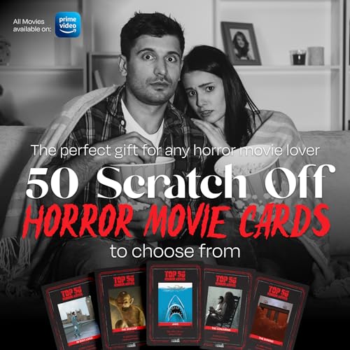 Top 50 Horror Movies Scratch Off Cards - Movie Night Halloween Gift - Palettes and Prints