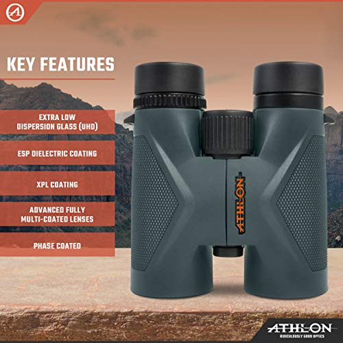 Athlon Optics Midas UHD 8x42 Binoculars with ED Glass Waterproof Gray