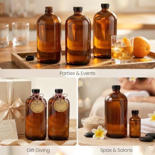 TBWIND 4 Pack 32oz Amber Glass Bottles with Airtight Caps