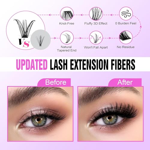 Lash Extension Kit DIY 280pcs Lash Clusters Eyelash Extension Kit, Lash Bond and Seal Lash Tweezers for Self Use 9-16mm Mix£¬30D 40D Curl Individual Lashes Kit (30D&40D-0.07D-9-16MIX KIT)