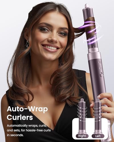 MESCOMB 5-in-1 Dual Voltage Hair Dryer Brush with Auto-Wrap Curlers