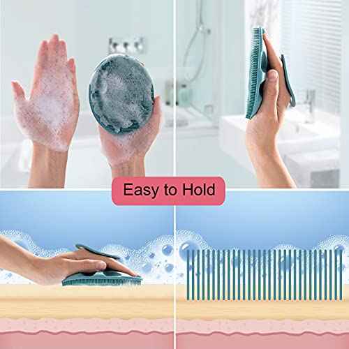 INNERNEED Soft Silicone Body Cleansing Brush Shower Scrubber, with PP Shower Brush for Cellulite Treatment, Lymphatic Drainage and Blood Circulation Improvement