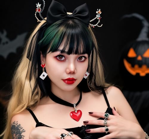 Halloween Queen Makeup Kit with Lip Paint, Heart Stamp Eyeliner & Jewelry