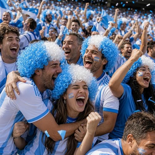 Argentina Flag Afro Wig for Soccer Fans