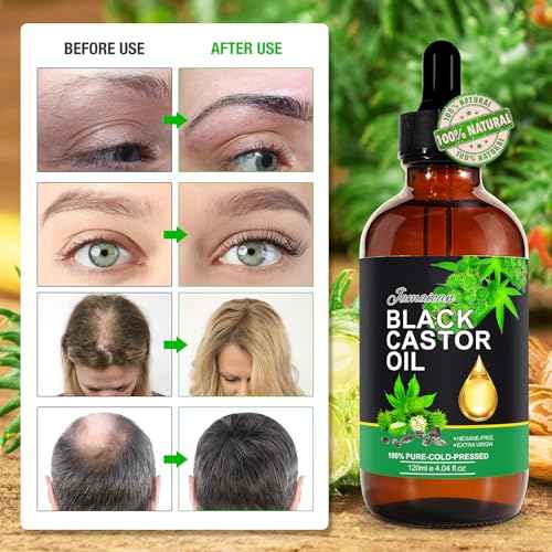 Jamaican Black Castor Oil 4Fl Oz, Organic Cold Pressed Unrefined Castor Oils for Hair Growth & Skin Care, Nourish Eyelashes and Eyebrows - Glass Bottle