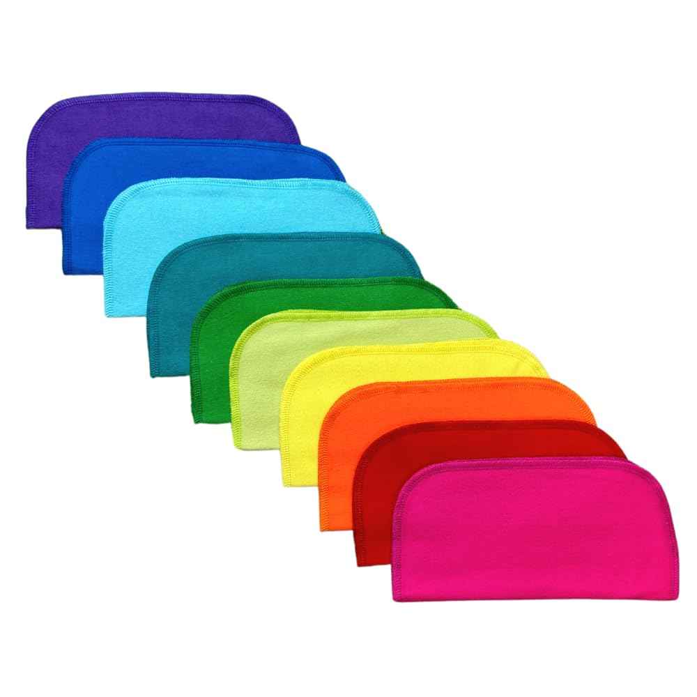 Gina's Soft Cloth Shop Washable Flannel Napkins 8x8 1 Ply Rainbow 10 Pack Proudly Made in the USA!