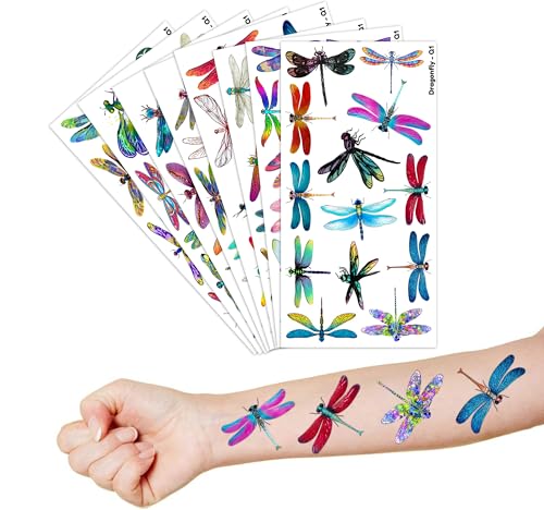 100 PCS Dragonfly Temporary Tattoos | Waterproof Fake Tattoo Stickers