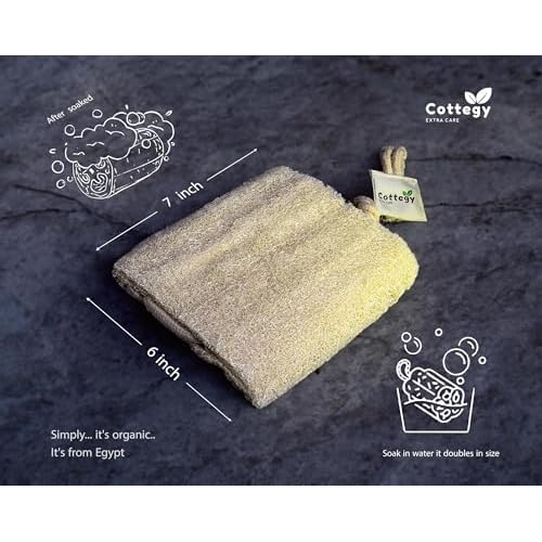 Egyptian Natural Loofah Exfoliating Body Scrubber - Eco-Friendly Bath & Shower loofah Sponge for Face & Body | 100% Natural Real Egyptian loofah, Ideal for Men & Women (1 Count (Pack of 2))