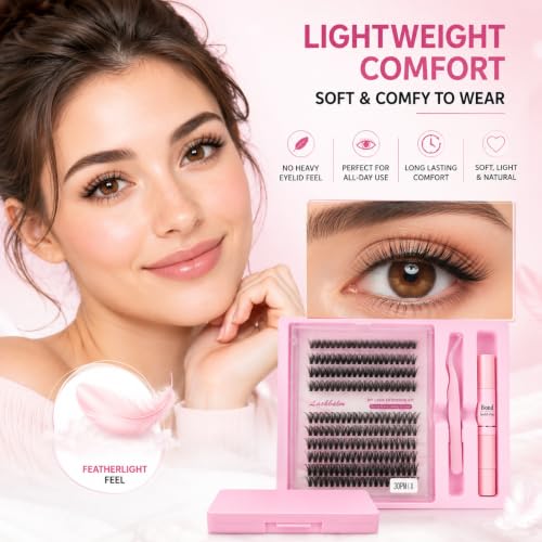 Natural Lash Clusters Kit 120Pcs | CC-Curly 8-16MM Clear Band