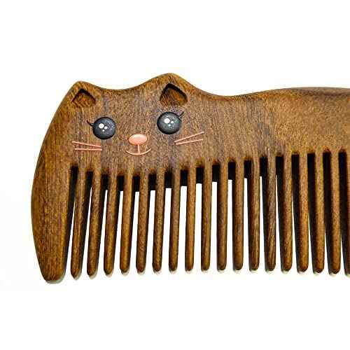 Anti-Static Wood Shaped Kitty Cat Comb