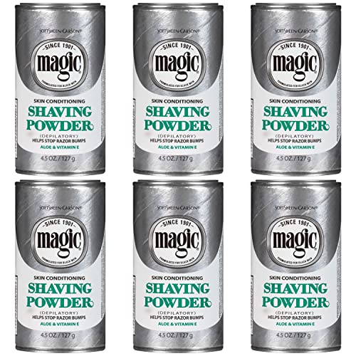 SoftSheen-Carson Magic Razorless Shaving for Men, Hair Removal Shave Powder, Helps Stop Razor Bumps Ingrown Hair, Condition, 6 Pack Conditioning 27 oz