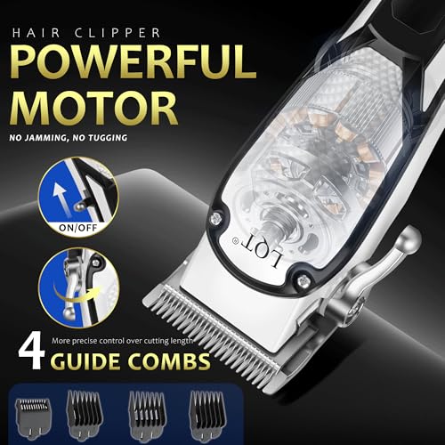 Hair Clippers for Men 4 Pcs White LED Display Cordless Clippers Set Professional Electric Beard Trimmer for Men Foil Shaver Nose and Ear Hair Trimmer with Storage Bag, Men's Gifts
