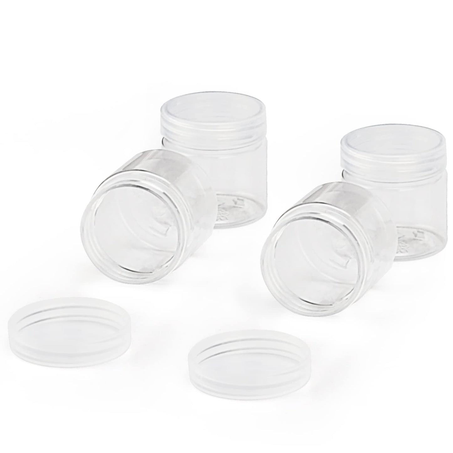 MUKLEI 70 PCS 2oz Clear Plastic Bead Containers, Round Bead Containers with Lids, Mini Sample Container for Lotions, Beads, Candies, Spice