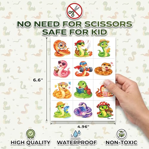 96 PCS Snake Temporary Tattoos for Kids | Waterproof