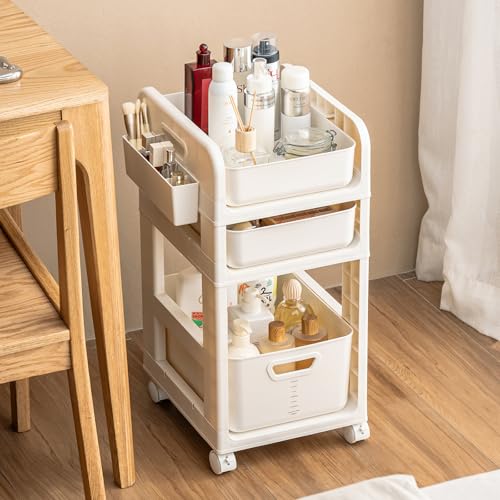 3 Tier Rolling Makeup Cart with Removable Drawer