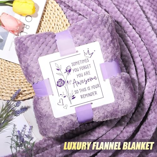 Birthday Gifts for Women Self Care Get Well Soon Gifts, Lavender Relaxing Spa Bath Gift Basket Care Package w/ Flannel Blanket 40 OZ Tumbler, Mother's Day Gift for Mom Her Wife Girlfriend Grandma