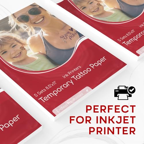 BubblePop! Printable Temporary Tattoo Paper - 5 Sheets for Inkjet