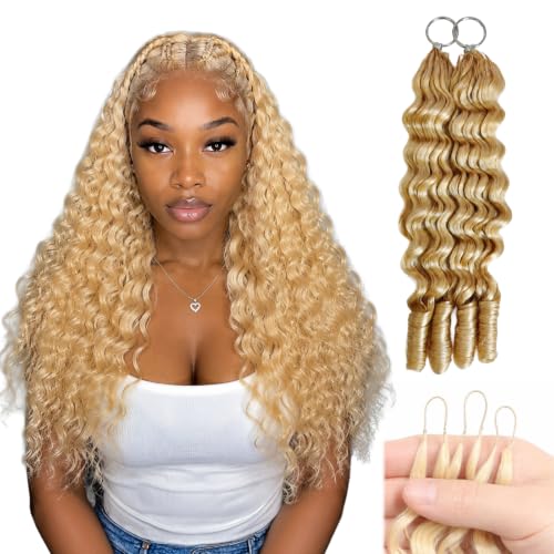 Surrku 16 Inch Blonde Human Crochet Hair - Burmese Curly Deep Wave