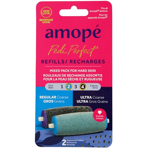 Amope Pedi Perfect Electric Foot File Replacement Roller Heads, 2 Pack