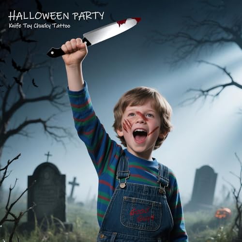 Halloween Fake Knife & Scar Tattoo Set - 12.2" Prop Kit
