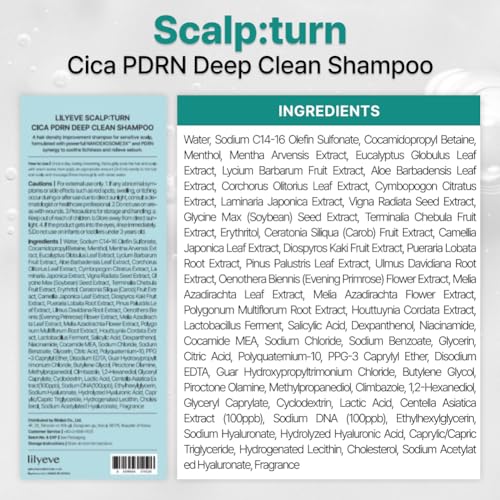 Lilyeve Cica PDRN Scalp Shampoo – Deep Clean, 16.23 fl oz