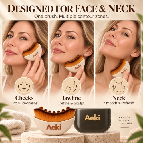 Aeki Lymphatic Contour Face Brush 2 Pack - Gentle Sculpting & Puffiness Reduction