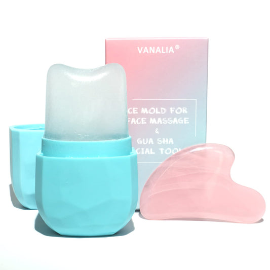 VANALIA Ice Roller for Face and Eye, Gua Sha Face Massage, Skin Care Set Facial Beauty Ice Roller, Silicone Ice Mold for Face Beauty(Blue)