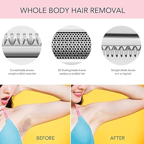 Electric Razor - Shaver - Trimmer for Women: 2 in 1 Painless Body Razors and Facial Hair Remover - Rechargeable Hair Removal Kit for Face Body Leg Bikini Underarm Arm