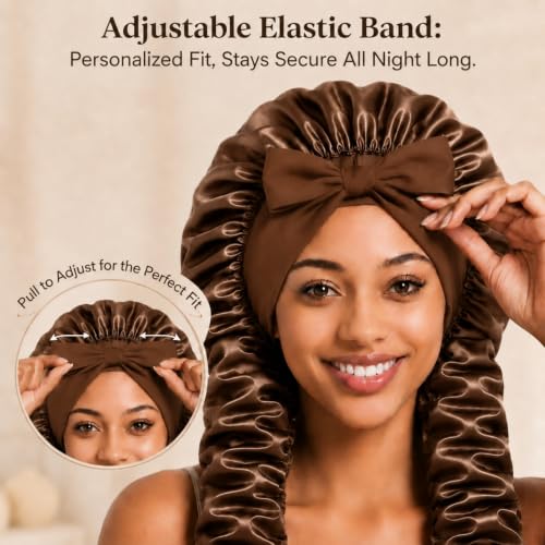 Double Layer Satin Bonnet for Long Hair - Heatless Curl Cap