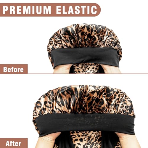 Silk Bonnet for Black Women - Large Satin Sleep Cap 2Pcs
