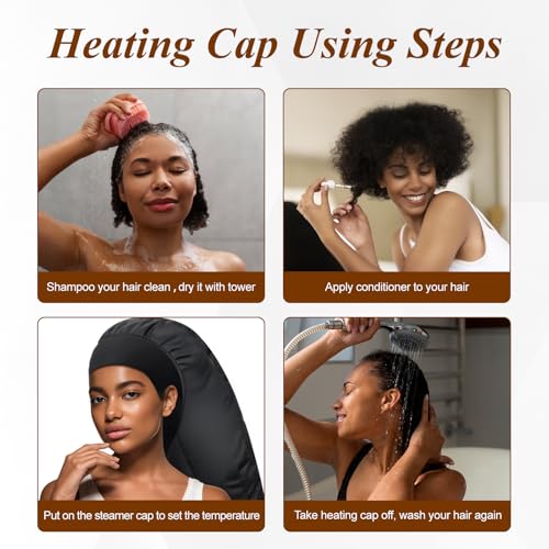 Heated Hair Steamer Cap with 10-Level Temperature & 3 Timer Settings