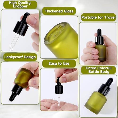 Segbeauty 15ml Frosted Glass Dropper Bottles (4-Pack) Essential Oil