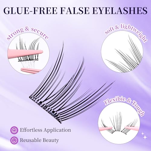 Self-Adhesive Lash Clusters 100PCS Wispy Preglued Press-On Eyelashes