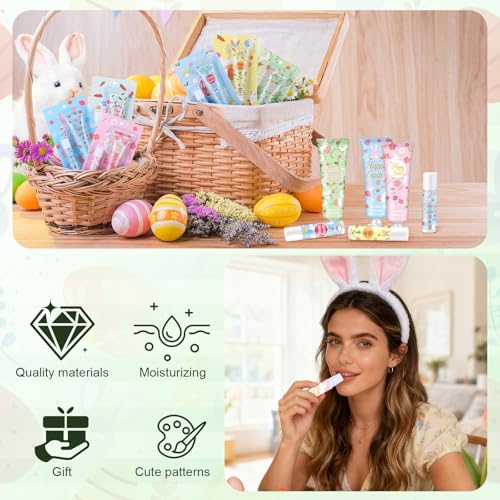 Loopeer 36 Sets Easter Gifts Bulk Easter Basket Stuffers Party Favors for Adults with Hand Cream and Lip Balm Travel Size Lotion Sets for Coworkers Employees Women Spring Goodie Bag Fillers