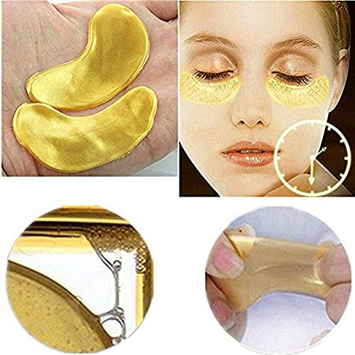 AICHUN BEAUTY 10/20/30/40/100 Pairs Crystal 24K Gold Powder Gel Collagen Eye Mask Sheet Patch, Anti Ageing, Remove Bags, Dark Circles & Puffiness, Skincare, Anti Wrinkle, Moisturising (10)