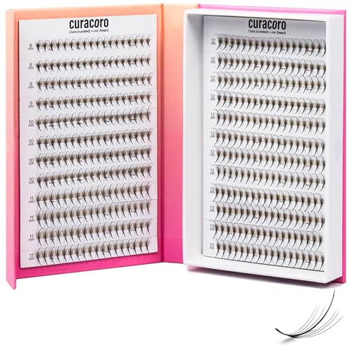 Curacoro LashFolio Triple Spike Promade Fans, Handmade Volume Eyelashes, 5D To 10D, C CC D Curl, 0.03~0.07 mm, 8-13mm Mix Length, Professional Long-Lasting Promade Lash Fans (5D-0.07 D 8mm-13mm)