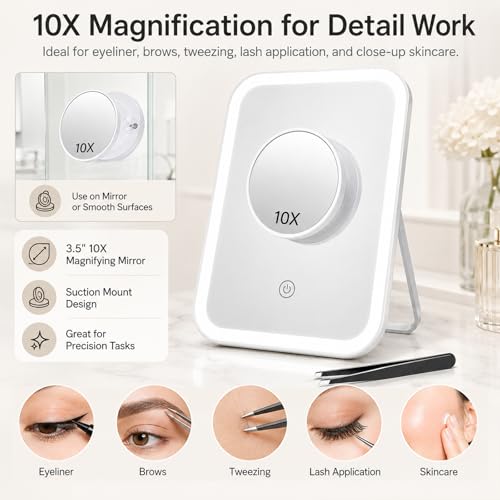 10X Magnifying Clip-On Makeup Mirror with Lights