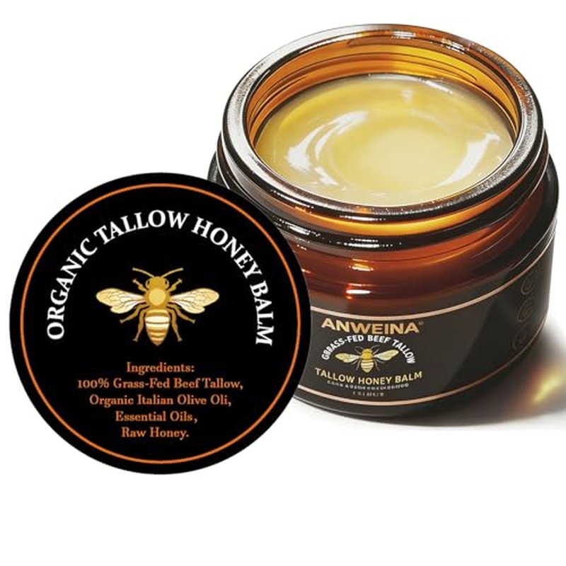 Beef Tallow for Skin, Tallow and Honey Balm for face, Organic Grass-Fed Beef Tallow Balm with Raw Honey, Tallow Face Moisturizer, Natural Moisturizer, for All Skin Types (2 Oz, Citrus Flavor)