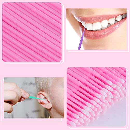 500 Pcs Micro Applicator Brush Set - 5 Colors Bendable Disposable Eyelash & Makeup Wands