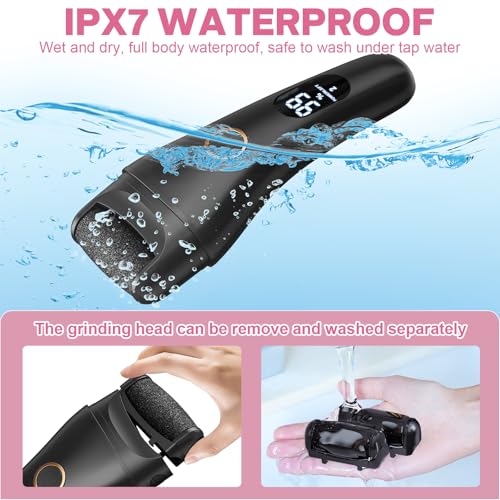 Electric Foot File - Callus Remover for Feet, Adjustable 3 Speed Foot Callus Remover with 16 in 1 Pedicure Tools Professional Foot Care, to Remove Dead Skin and Calluses Hard Skin Dry Cracks (Black)