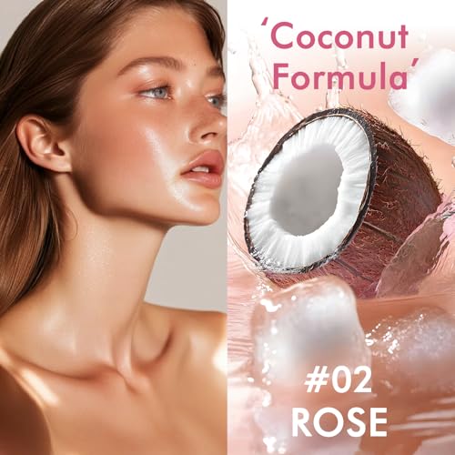 Sunscreen Body Glow Oil¡¼SPF 50¡½¡¼Lightweight¡½¡¼Natural Ingredient¡½Broad Spectrum Shimmer Sunscreen For Face and Body, ROSE