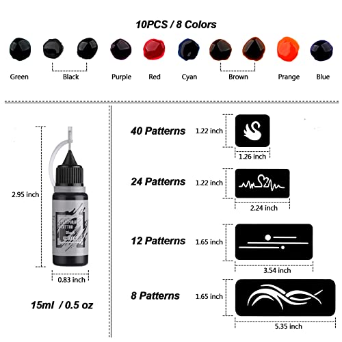 STIGMA Temporary Tattoo Kit - 10 Color Inks & 84 Stencils