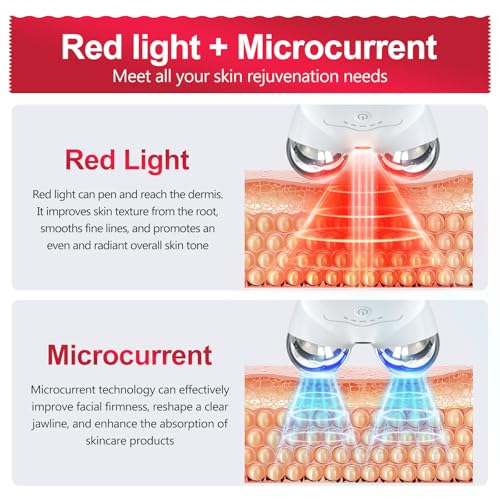 2-in-1 Red Light Microcurrent Facial Device | Enhances Lifting & Firming Capabilities | Reduces Wrinkles and Puffiness | Smart Photon Micro-Current Device, Model:EP-300