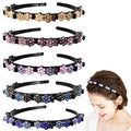 5-Piece Flower Crystal Hair Bands Set for Women - Double Layer Headbands