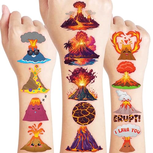 96 Piece Volcano Temporary Tattoos for Kids Party Favors
