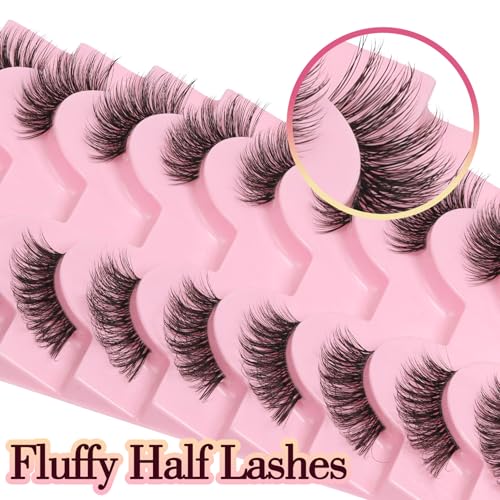 Ahrikiss Half Lashes 10 Pairs 10mm Wispy Cat Eye 3D Fluffy