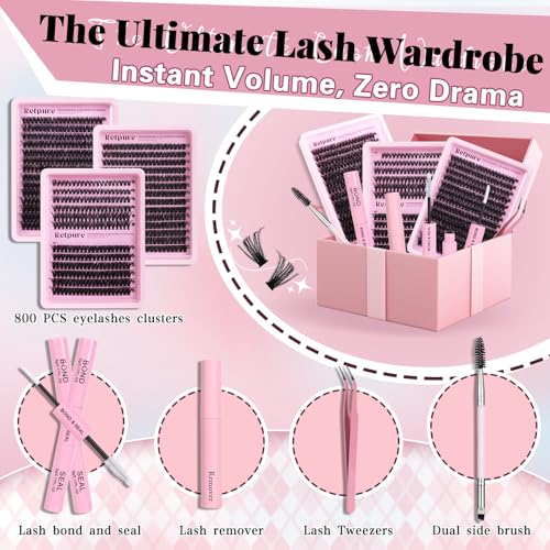 Lash Clusters Kit 800pcs DIY Eyelash Extensions 10-20mm